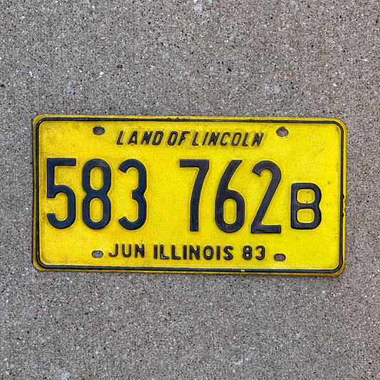 Photo of a 1983 Illinois Truck License Plate Auto Tag Garage Decor Vintage 583762 B with original patina