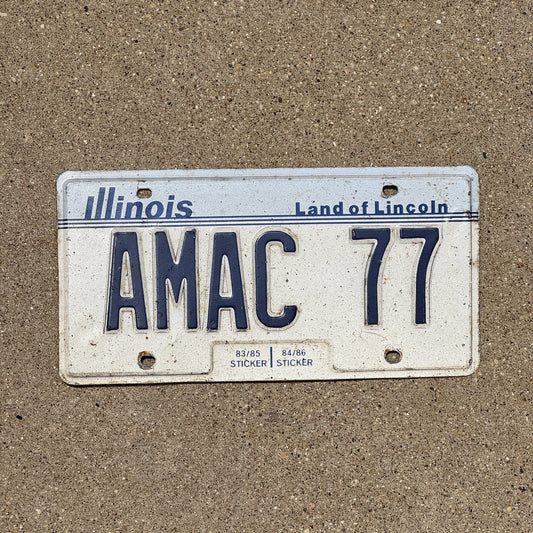 Photo of a 1983 Illinois Vanity License Plate Auto Tag 1 Garage Decor AMAC 77