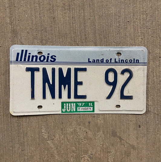 Photo of a 1983 Illinois Vanity License Plate Auto Tag 1 Garage Golf Tee and Me TNME 92