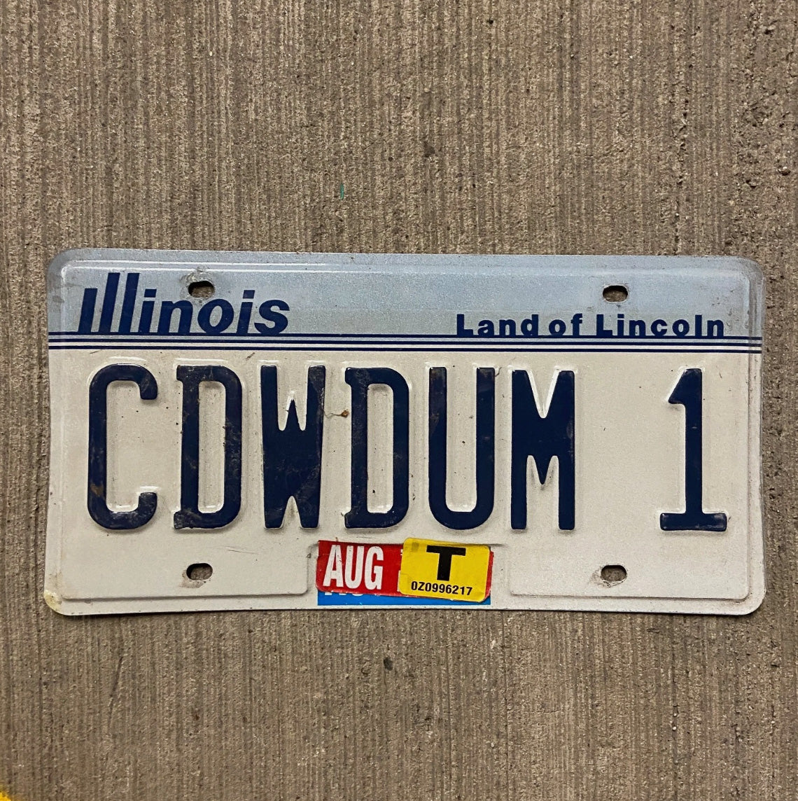 Photo of a 1983 Illinois Vanity License Plate Auto Tag 2 Garage Decor CDWDUM 1