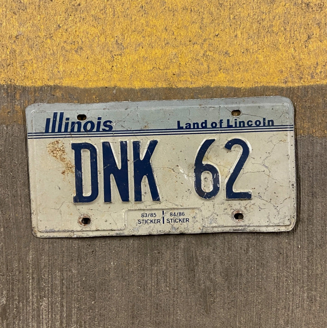 Photo of a 1983 Illinois Vanity License Plate Auto Tag Dink Dunk Initials Name DNK 62