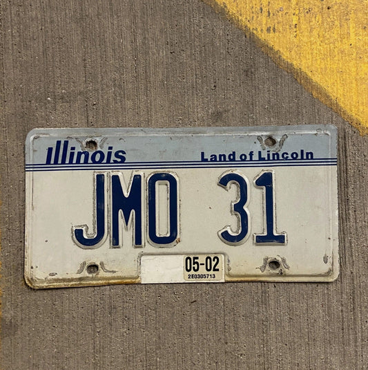 Photo of a 1983 Illinois Vanity License Plate Auto Tag Garage Decor Initials Name JMO 31