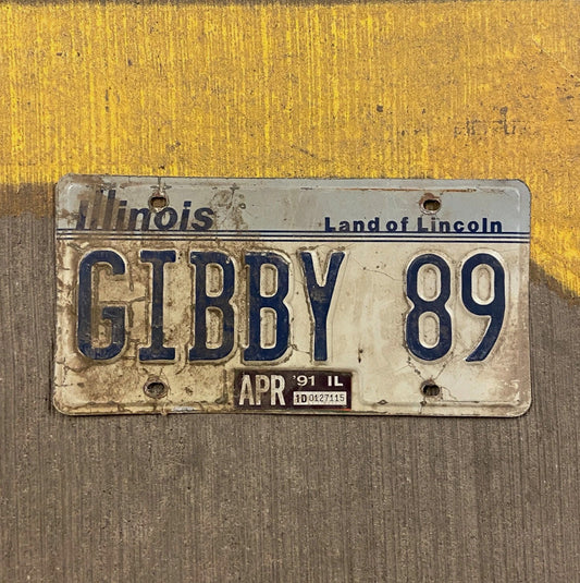 Photo of a 1983 Illinois Vanity License Plate Auto Tag Garage Decor Vintage GIBBY 89