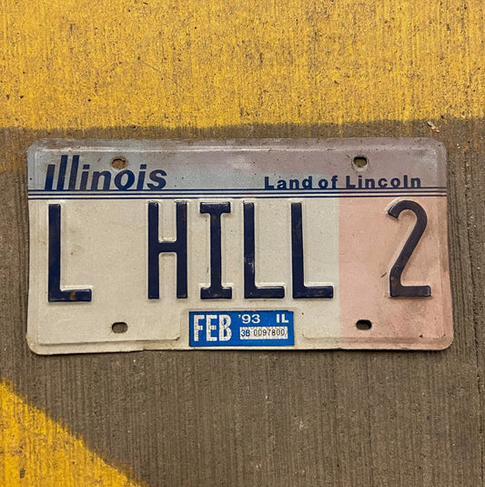 Photo of a 1983 Illinois Vanity License Plate Auto Tag Garage Decor Vintage Name L HILL 2