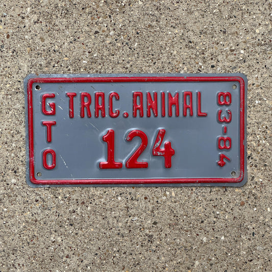 Photo of a 1983 Mexico Guanajuato Trac Animal License Plate Auto Tag Garage Decor Vintage Animal Drawn Vehicle 124 with original patina