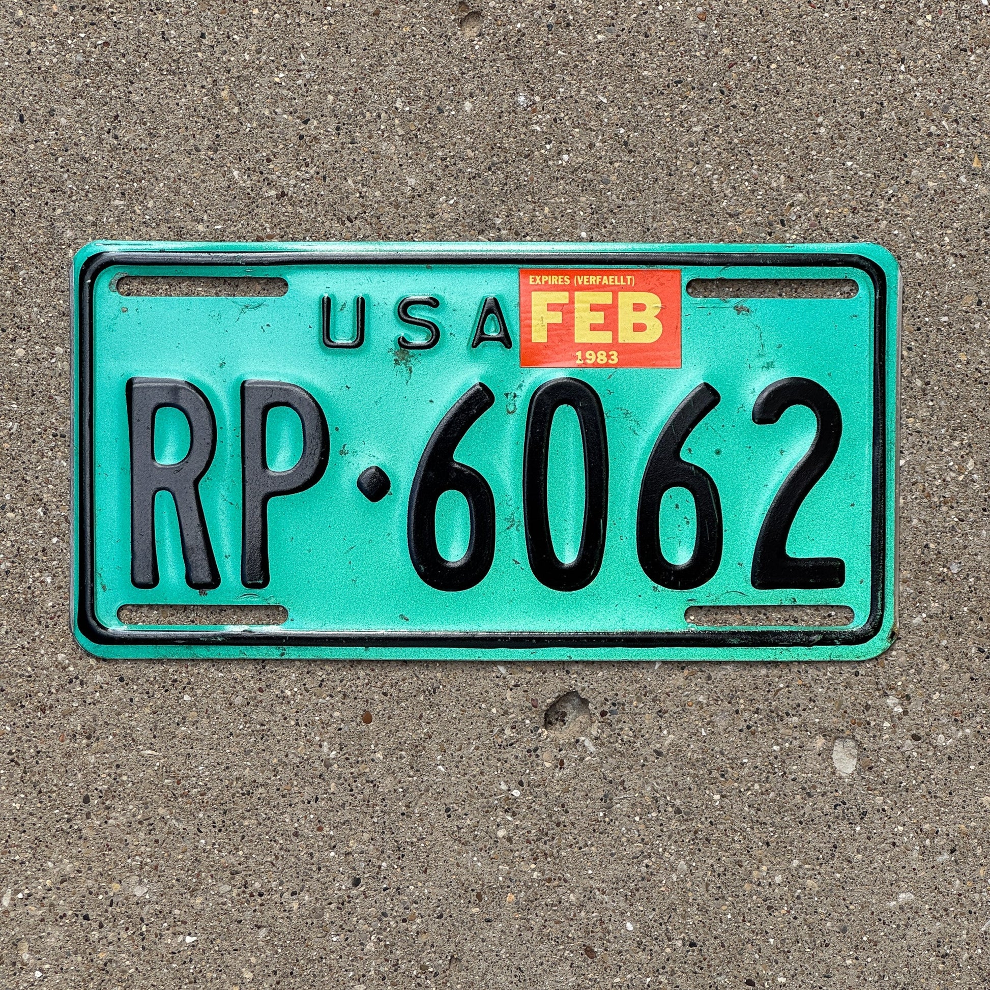 Photo of a 1983 US Forces Germany License Plate Auto Tag Garage Decor Vintage RP 6062