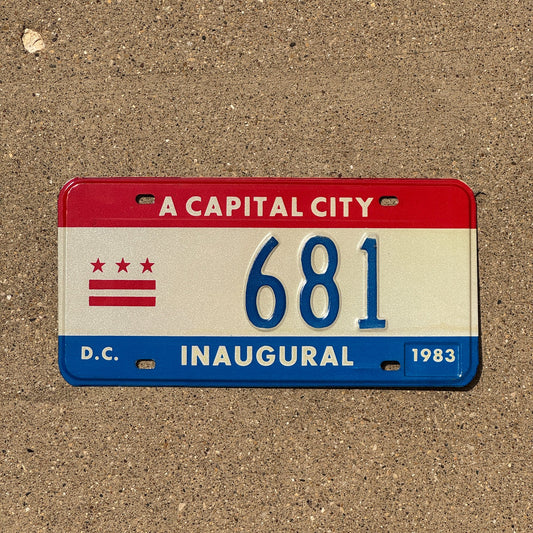 Photo of a 1983 Washington DC Inaugural License Plate Auto Tag 1 Garage Decor Mayor Mayoral 681
