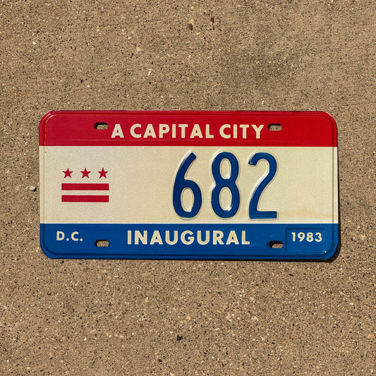 Photo of a 1983 Washington DC Inaugural License Plate Auto Tag 1 Garage Decor Mayor Mayoral 682