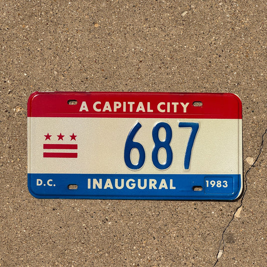 Photo of a 1983 Washington DC Inaugural License Plate Auto Tag 1 Garage Decor Mayor Mayoral 687