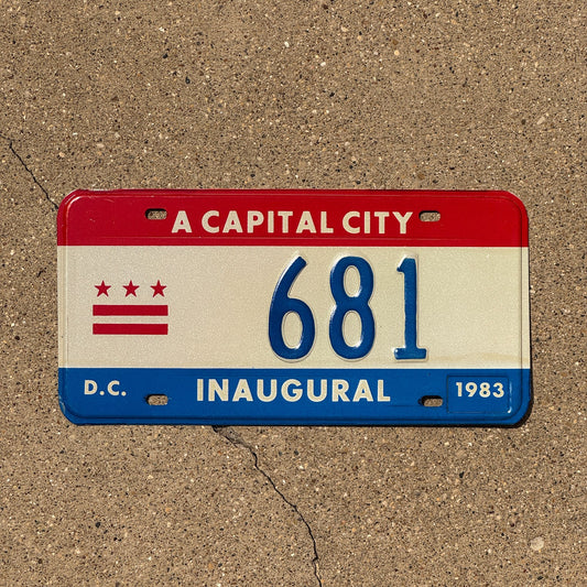 Photo of a 1983 Washington DC Inaugural License Plate Auto Tag 2 Garage Decor Mayor Mayoral 681