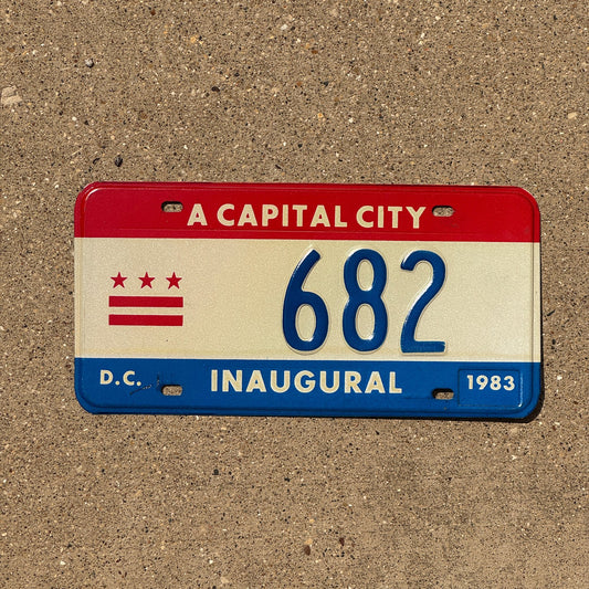 Photo of a 1983 Washington DC Inaugural License Plate Auto Tag 2 Garage Decor Mayor Mayoral 682