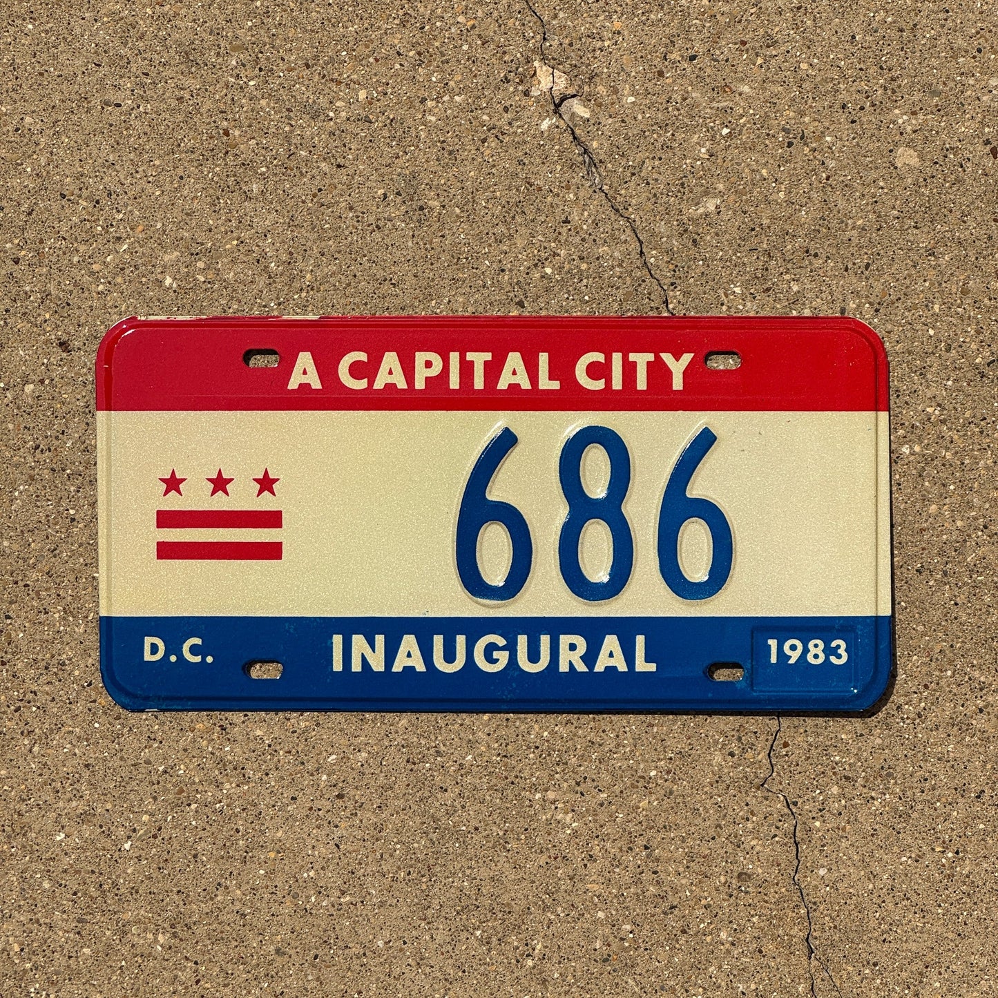 Photo of a 1983 Washington DC Inaugural License Plate Auto Tag 2 Garage Decor Mayor Mayoral 686