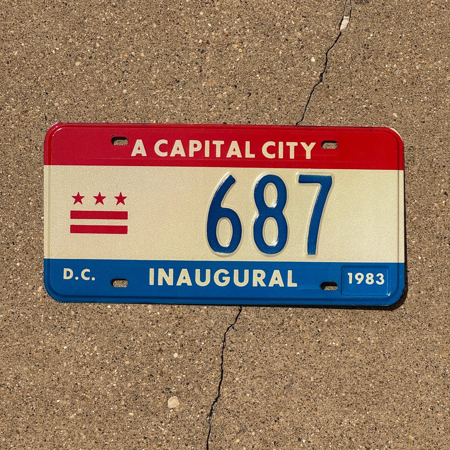 Photo of a 1983 Washington DC Inaugural License Plate Auto Tag 2 Garage Decor Mayor Mayoral 687