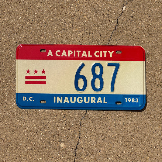 Photo of a 1983 Washington DC Inaugural License Plate Auto Tag 2 Garage Decor Mayor Mayoral 687