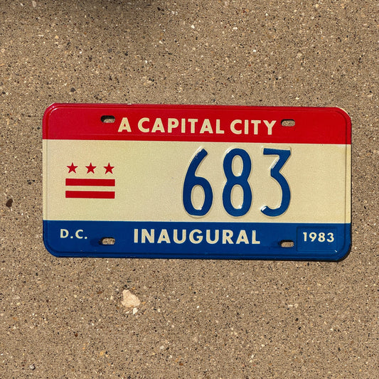 Photo of a 1983 Washington DC Inaugural License Plate Auto Tag Garage Decor Vintage Mayor Mayoral 683
