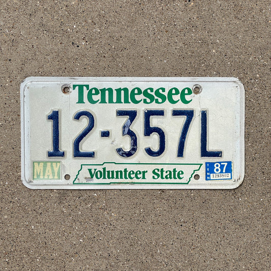 Photo of a 1984 1987 Tennessee License Plate Auto Tag Garage Decor Vintage 12 357L