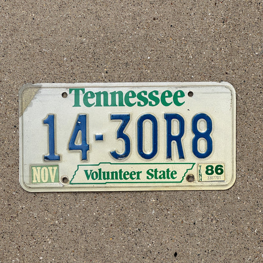 Photo of a 1984 1987 Tennessee License Plate Auto Tag Garage Decor Vintage 14 30R8
