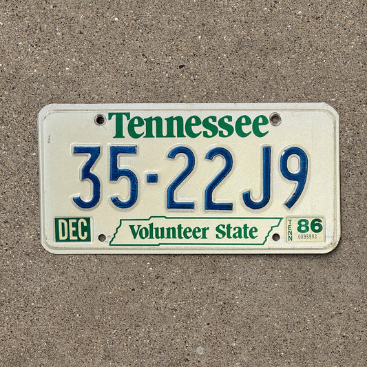 Photo of a 1984 1987 Tennessee License Plate Auto Tag Garage Decor Vintage 35 22J9