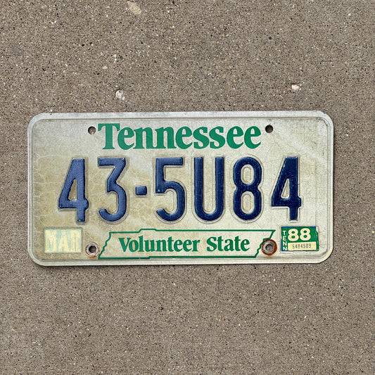 Photo of a 1984 1987 Tennessee License Plate Auto Tag Garage Decor Vintage 43 5U84