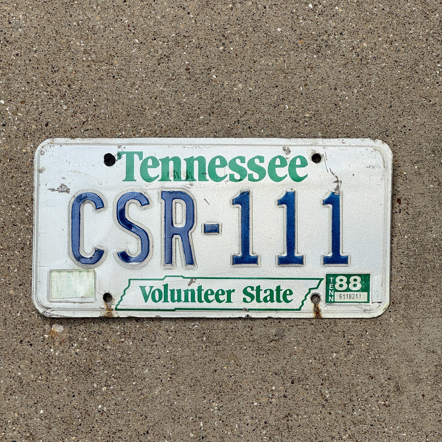 Photo of a 1984 1988 Tennessee License Plate Auto Tag Garage Decor Vintage Repeat Repeating CSR 111