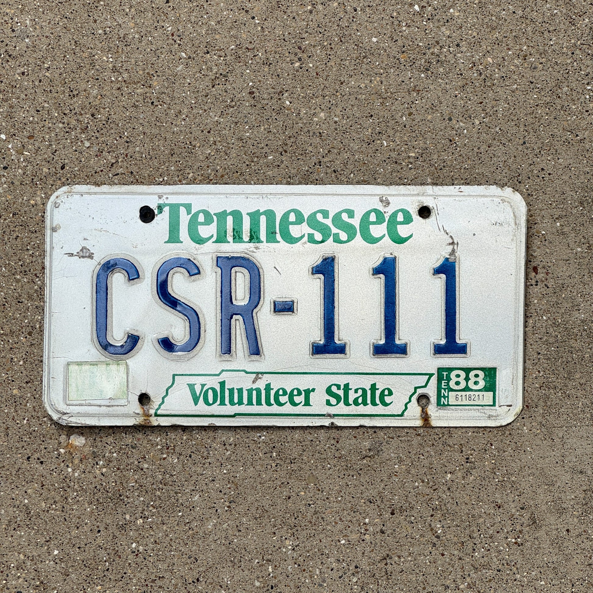 Photo of a 1984 1988 Tennessee License Plate Auto Tag Garage Decor Vintage Repeat Repeating CSR 111