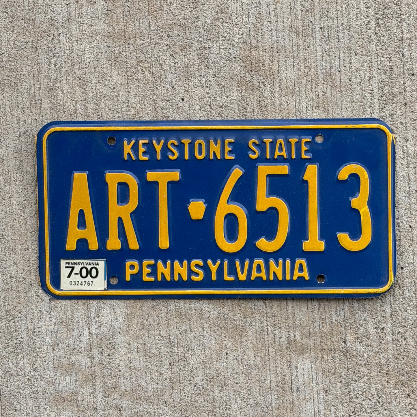 Photo of a 1984 2000 Pennsylvania License Plate Auto Tag Garage Decor Vintage Art Artist Gift ART 6513 with original patina