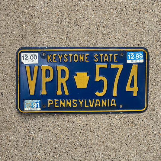 Photo of a 1984 2000 Pennsylvania License Plate Auto Tag Garage Decor Vintage VPR 574 with original patina