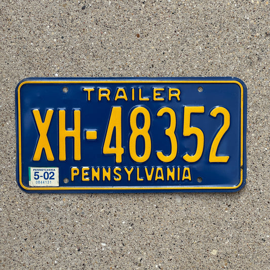Photo of a 1984 2002 Pennsylvania Trailer License Plate Auto Tag Garage Decor Vintage XH 48352 with original patina