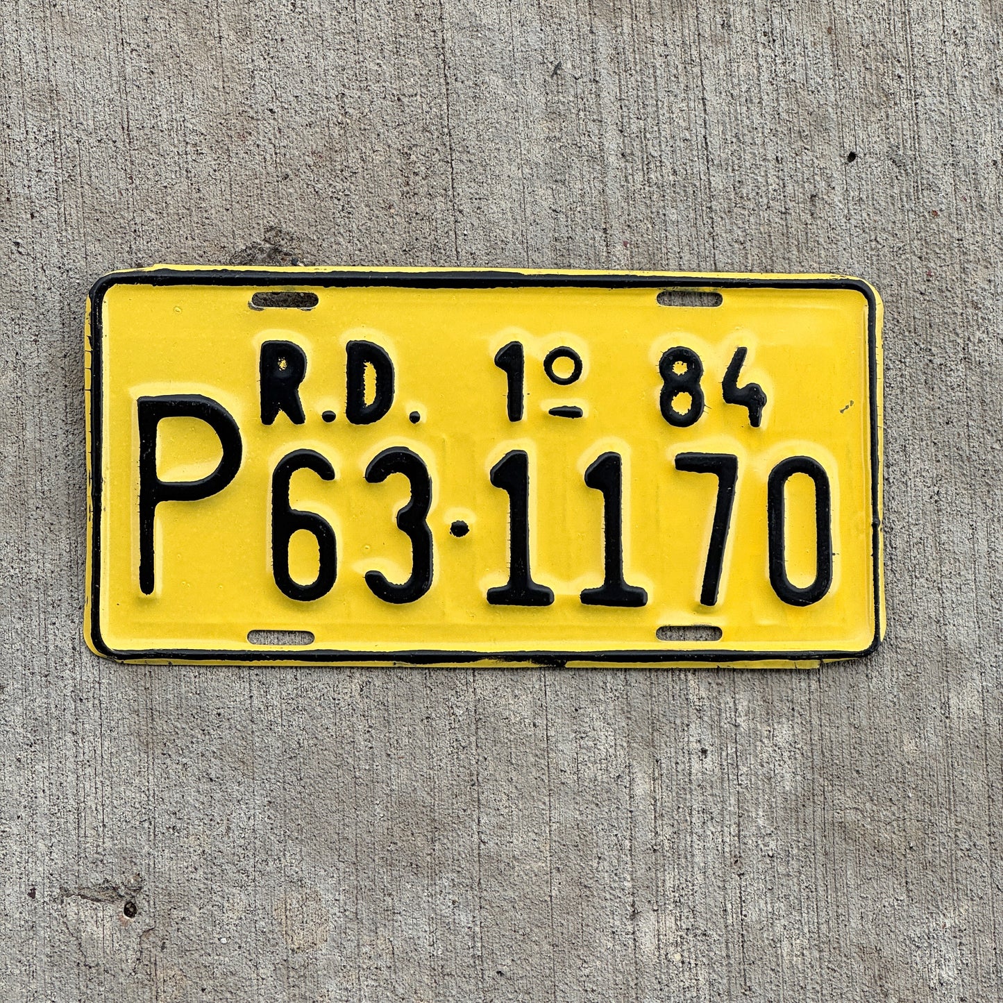 Photo of a 1984 Dominican Republic License Plate Auto Tag Garage Decor Vintage P 63 1170 with original patina