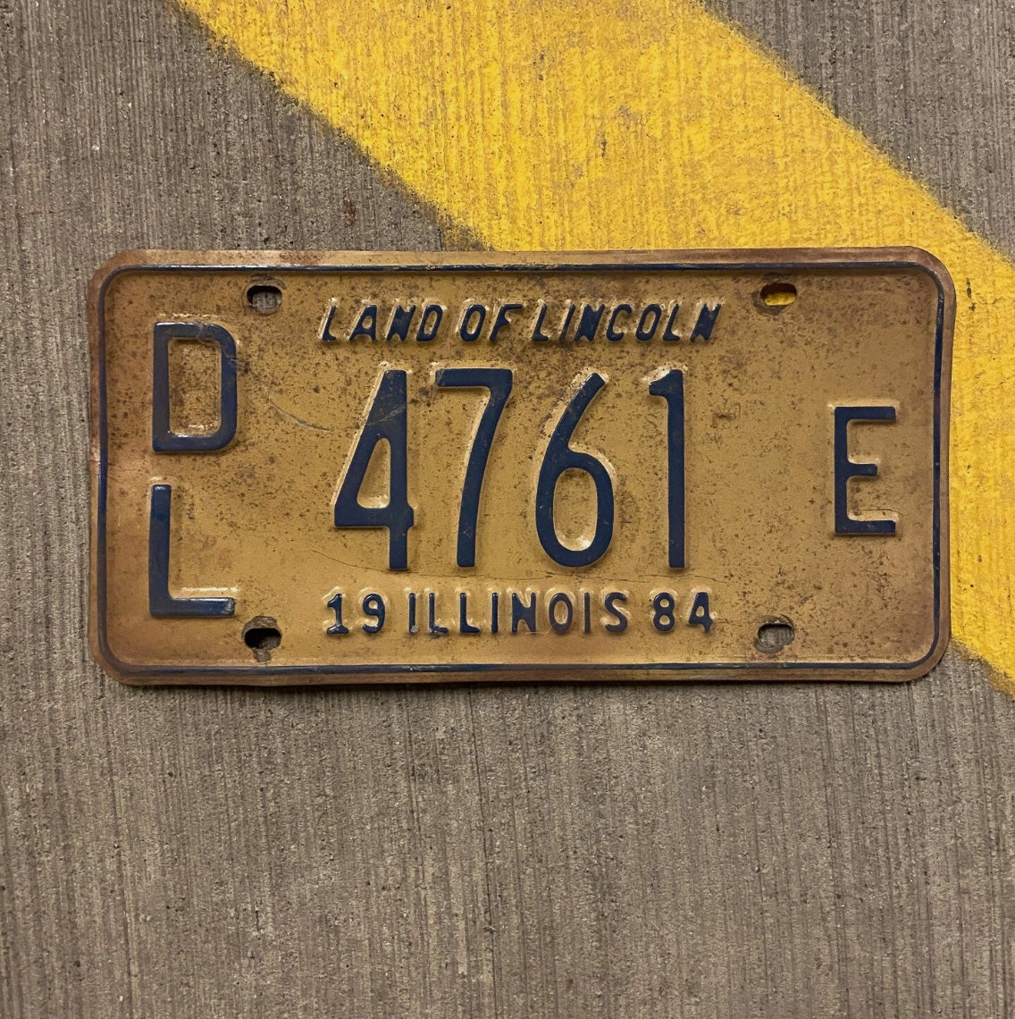 Photo of a 1984 Illinois Dealer License Plate Auto Tag Garage Decor Vintage 4761 E