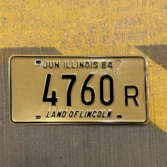 Photo of a 1984 Illinois Truck License Plate Auto Tag Garage Decor Vintage 4760 R with original patina