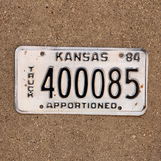 Photo of a 1984 Kansas Apportioned License Plate Auto Tag Garage Decor Vintage 400085