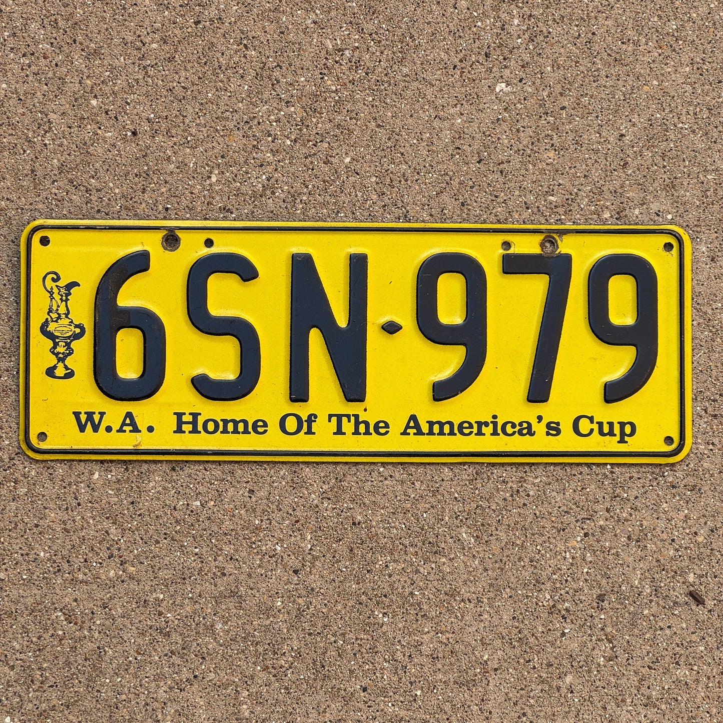 Photo of a 1984 Western Australia License Plate Auto Tag Garage Decor Vintage America's Cup 6SN 979