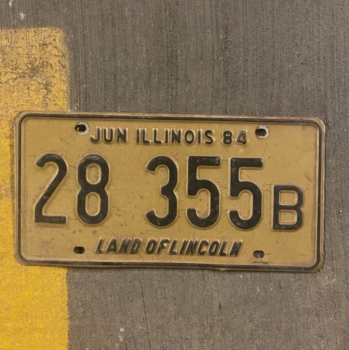 Photo of a 1984 Illinois Truck License Plate Auto Tag wih number 28 355 B