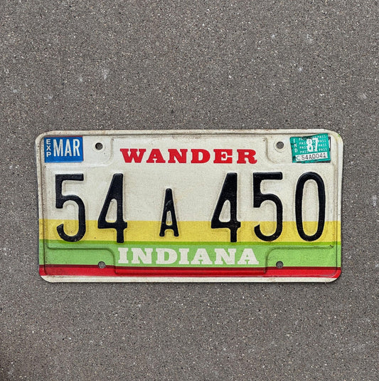 Photo of a 1985 1987 Indiana License Plate Auto Tag Garage Decor 54 A 450
