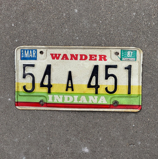 Photo of a 1985 1987 Indiana License Plate Auto Tag Garage Decor 54 A 451