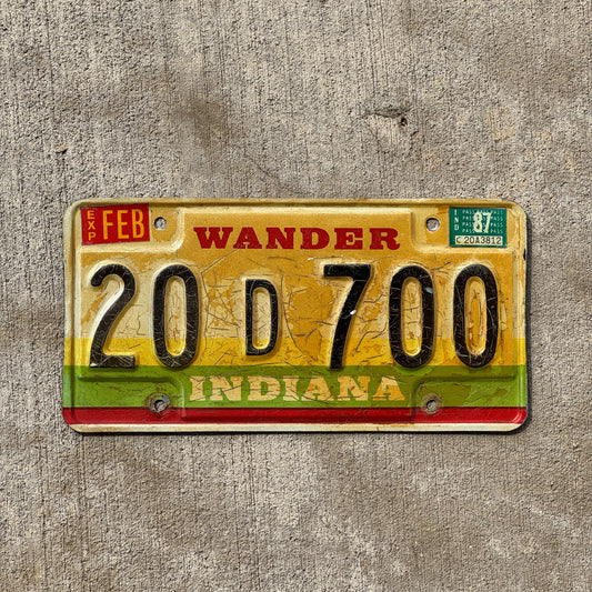 Photo of a 1985 1987 Indiana License Plate Auto Tag Garage Decor Vintage 20 D 700 with original patina