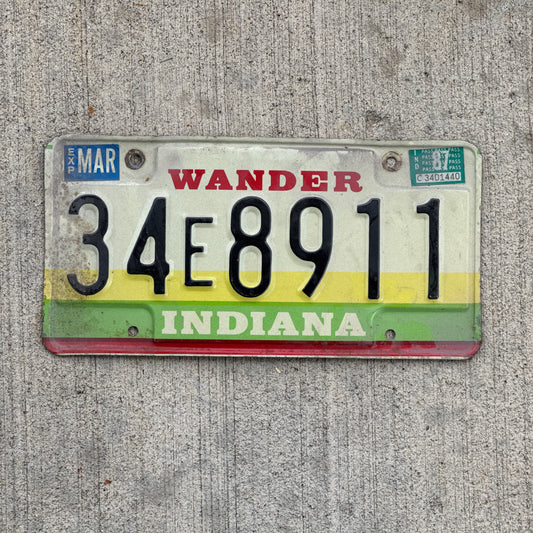 Photo of a 1985 1987 Indiana License Plate Auto Tag Garage Decor Vintage 34 E 8911 with original patina