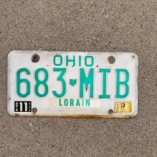 Photo of a 1985 1989 Ohio License Plate Auto Tag 2 Vintage Garage 683 MIB with original patina