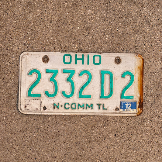 Photo of a 1985 1991 Ohio Trailer License Plate Auto Tag Garage Decor Vintage Non Commercial 2332 D 2 with original patina