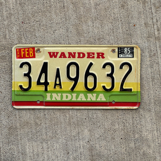 Photo of a 1985 Indiana License Plate Auto Tag Garage Decor Vintage 34 A 9632 with original patina
