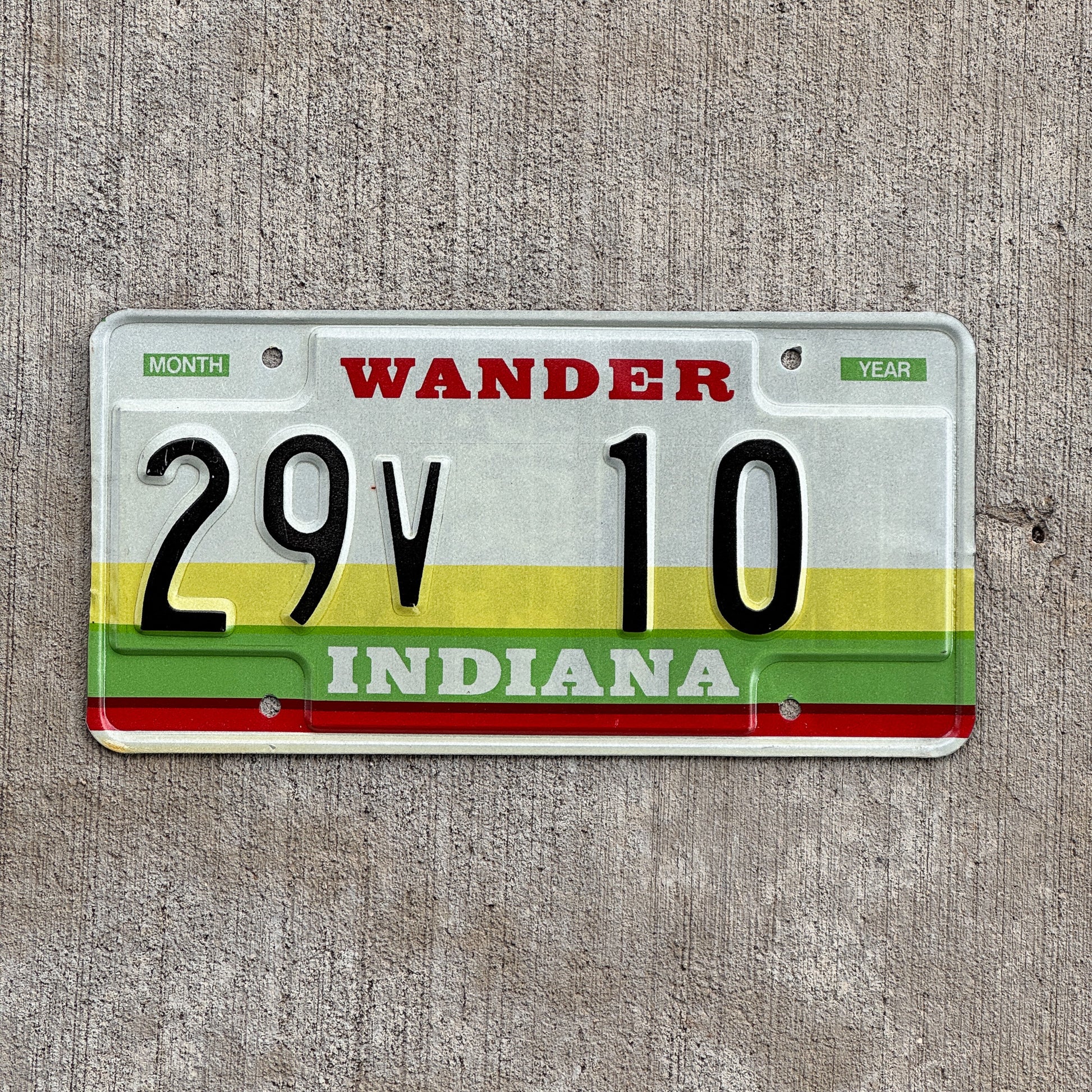 Photo of a 1985 Indiana License Plate Auto Tag Garage Decor Vintage Hamilton County Low Number 29 V 10 with original patina