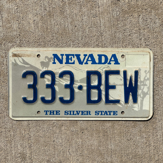 Photo of a 1985 Nevada License Plate Auto Tag Garage Decor Vintage Repeat Repeating 333 BEW