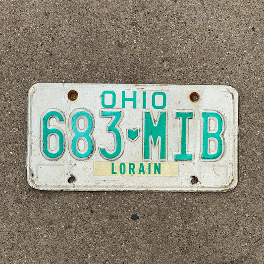Photo of a 1985 Ohio License Plate Auto Tag 1 Vintage Garage 683 MIB with original patina