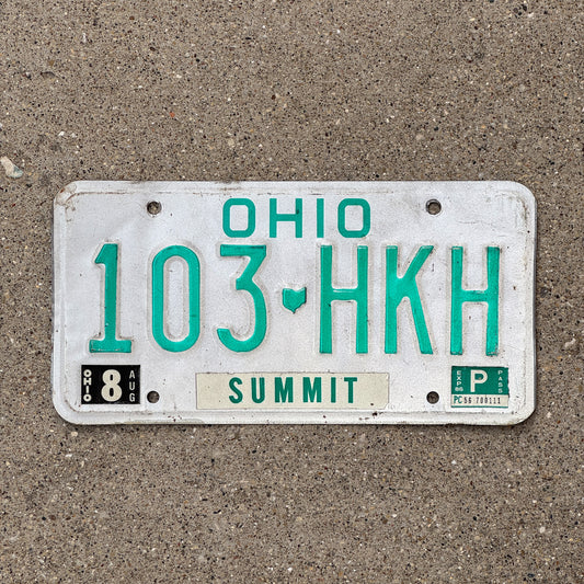 Photo of a 1985 Ohio License Plate Auto Tag Garage Decor Vintage 103 HKH with original patina
