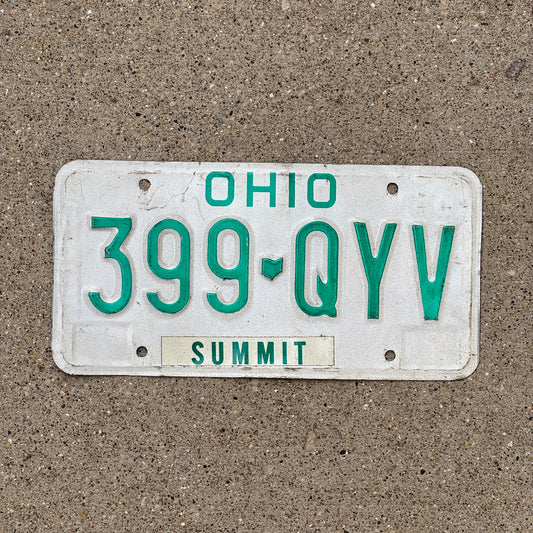 Photo of a 1985 Ohio License Plate Auto Tag Garage Decor Vintage 399 QYV with original patina