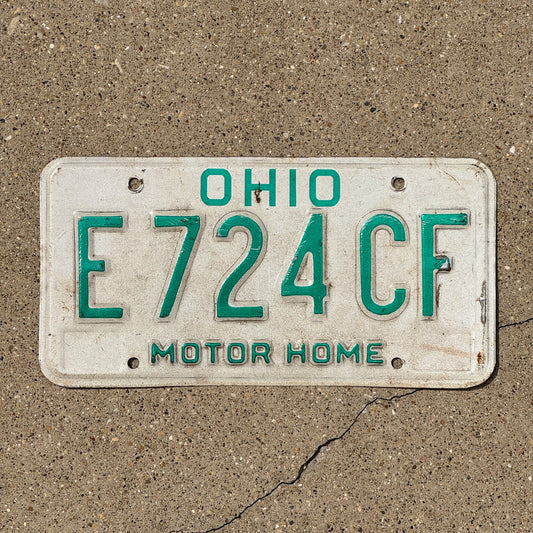 Photo of a 1985 Ohio Motor Home License Plate Auto Tag 1 Garage Decor E 724 CF