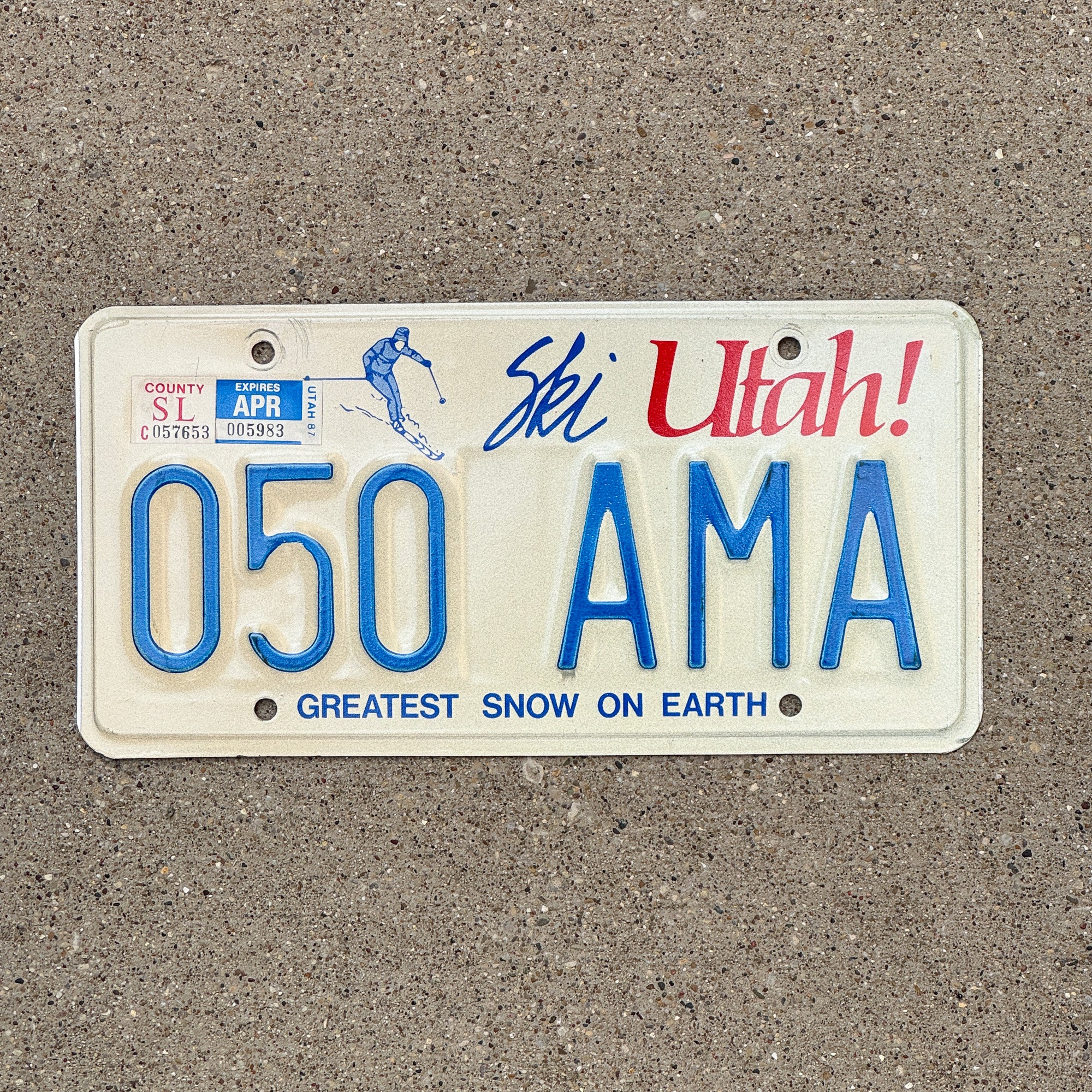 Utah Tag 1986 1987 Utah License Plate Auto Tag 050 AMA – License Plate ...
