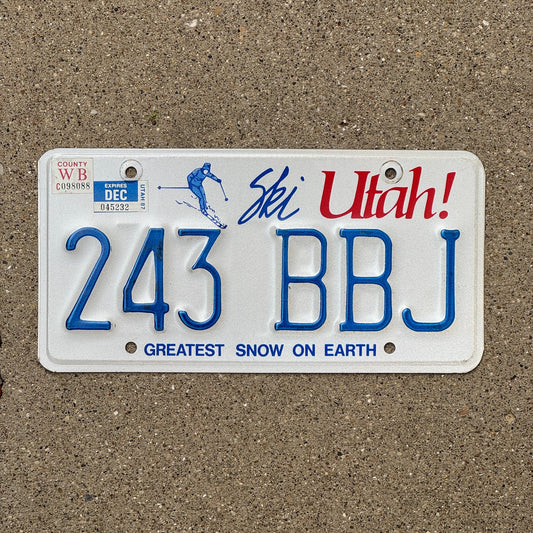 Photo of a 1986 1987 Utah License Plate Auto Tag Garage Decor Vintage 243 BBJ with original patina