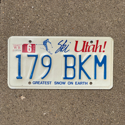 Photo of a 1986 1988 Utah License Plate Auto Tag Garage Decor Vintage 179 BKM with original patina